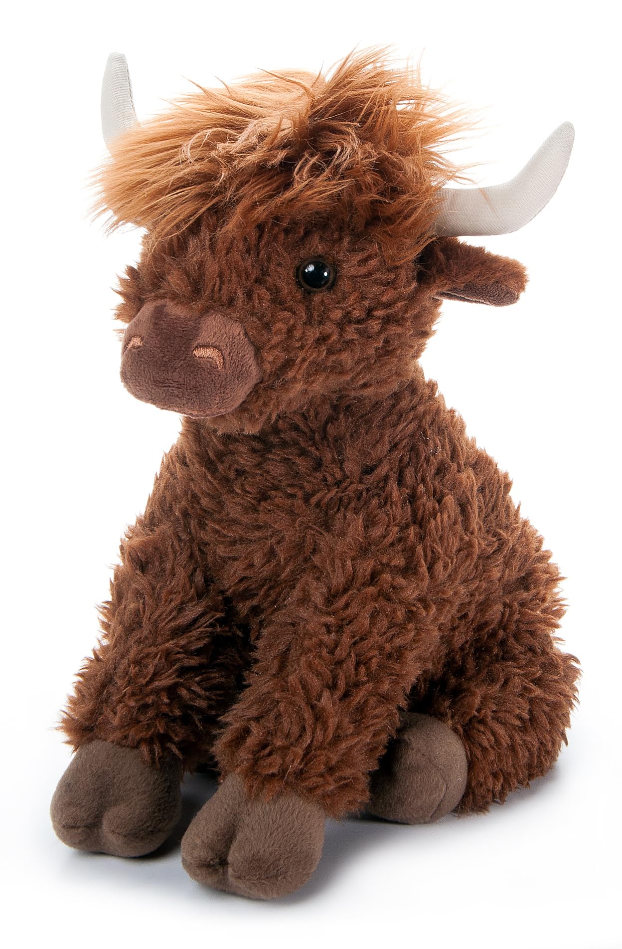 The Petting Zoo Highland Cow Plushie Stuffed Animal, Gifts for Kids, Wild Onez Wildlife Animals, Brown Cow Plush Toy, 12 inches