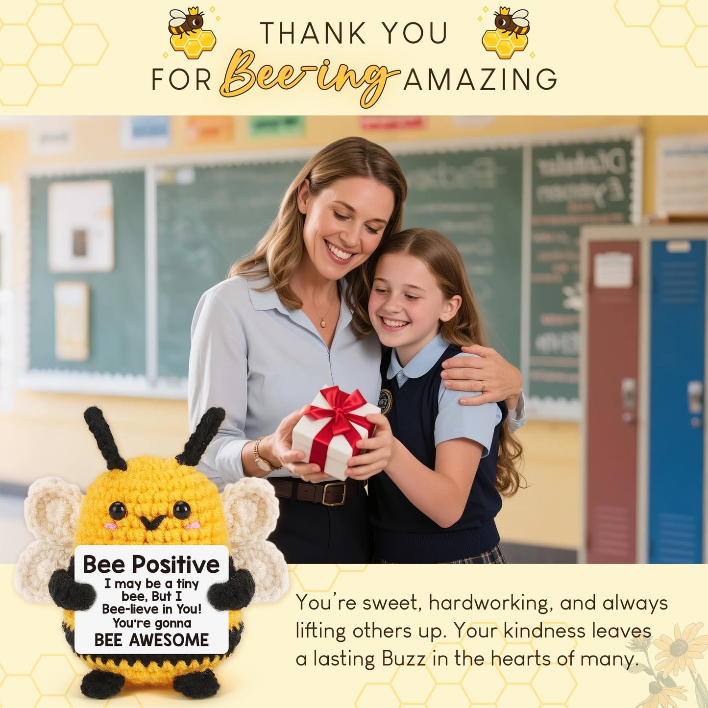 Positive Bee Mothers Day Birthday Gifts for Women Men Him Her, Teacher Appreciation Gifts Nurses Week, Graduation Gift 2026 for Teens Girl Boy, Funny Gift for Mom, Dad, Husband, Wife, Family