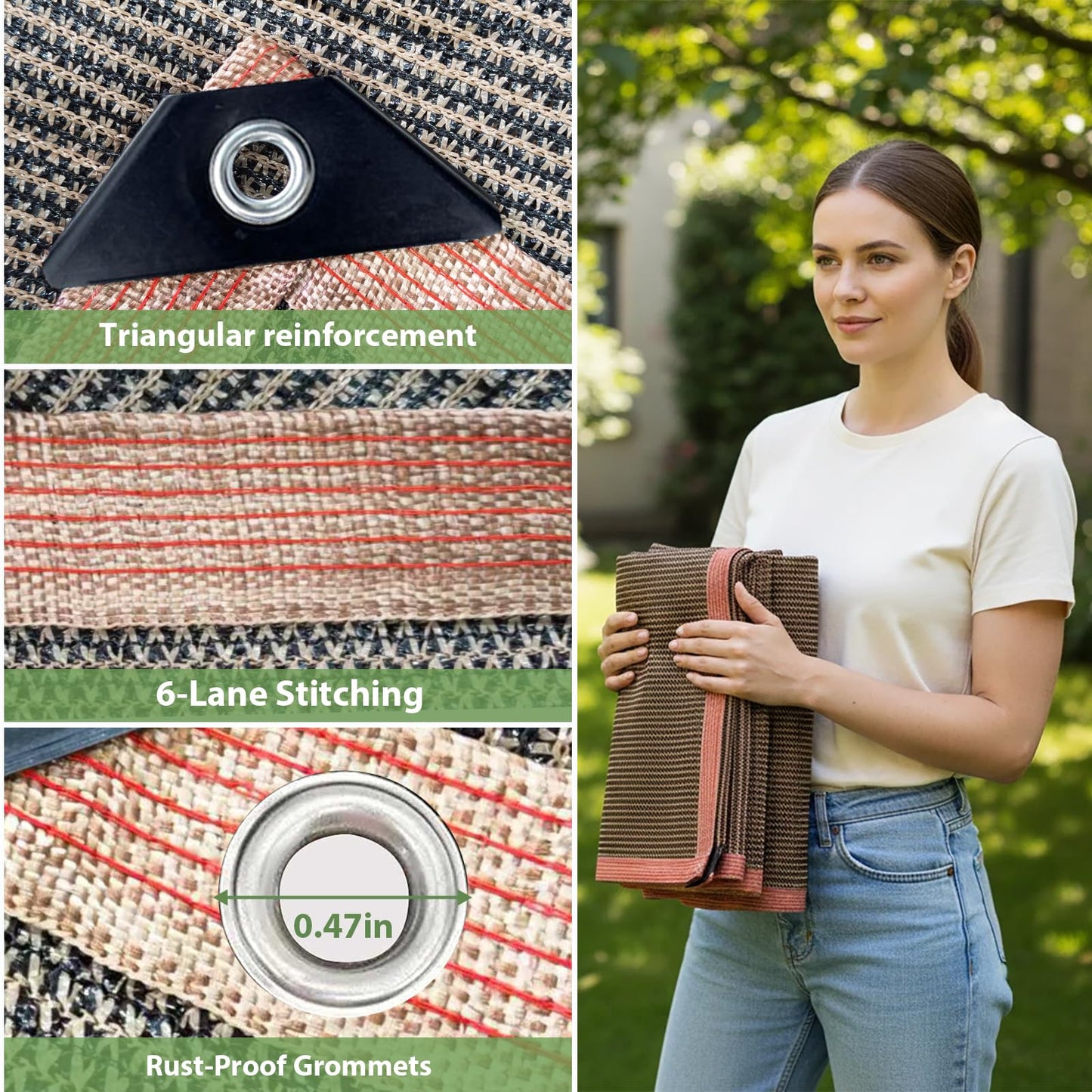 LCYFBE 90% Shade Cloth Sun Shade Fabric Privacy Screen Shade Cover for Patio Garden Pergola Shade Cover Canopy with Gromments, 6 x 8 FT, Mocha