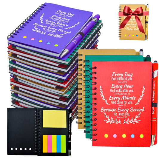 40 Pcs Bulk Mothers Day Christian Gifts Prayer Journal for Woman - 20 Set Christian Spiral Notebook & Religious Pen - Church Gifts for Inspirational, Sunday School, Bible Study, Devotions (Colorful)