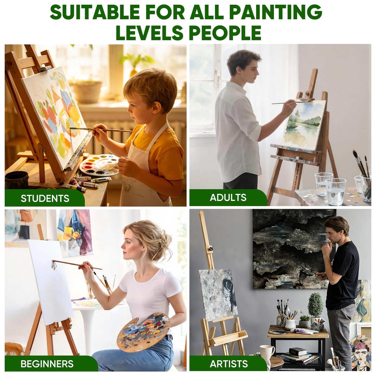ESRICH Canvas Boards for Painting 12x16 Inch, 2 Pack Canvas for Painting Cotton Primed Acid Free Large Blank Canvas Panels for Oil Paint, Watercolor, Acrylic Paint, Gouache and Tempera.