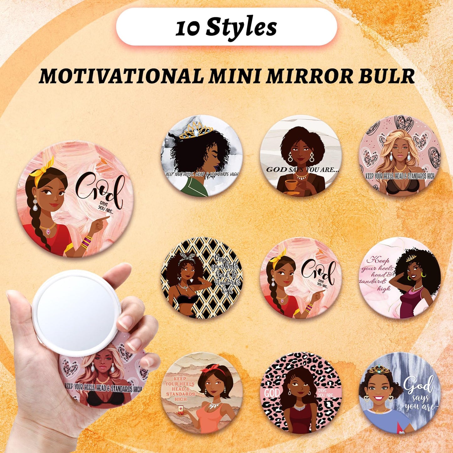 Kacctyen 20 Pcs Black Africa Inspirational Gifts Canvas Cosmetic Bags Compact Mirrors Makeup Bags Thank You Travel Toiletry Pouch Bulk Mothers Day Gifts for Women Teacher Coworker Employee