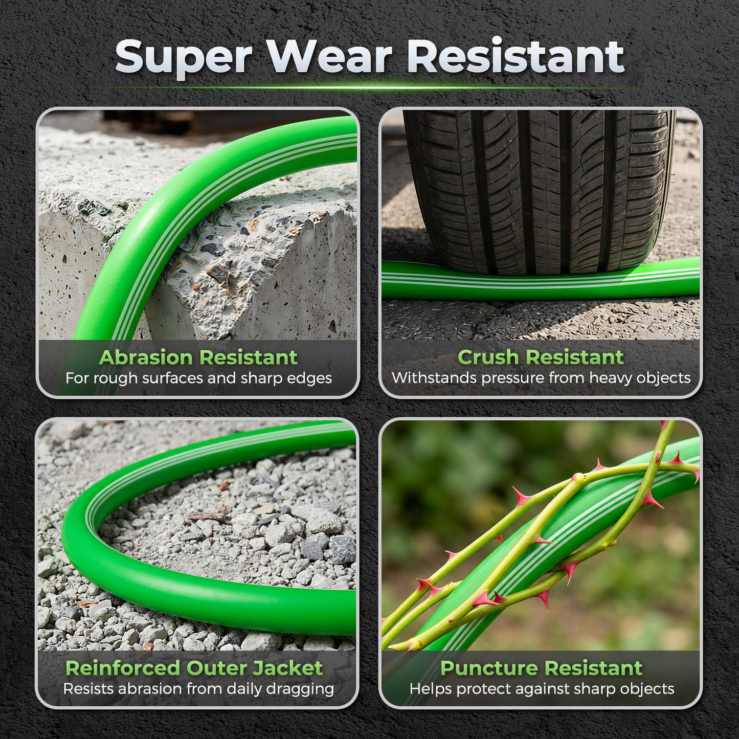 Garden Hose 50 FT with 8-Pattern Spray Nozzle, Flexible Garden Hose 5/8 Inch Food-Grade Rubber Hybrid Water Hose for Outside, Kink-Resistant Outdoor Hose