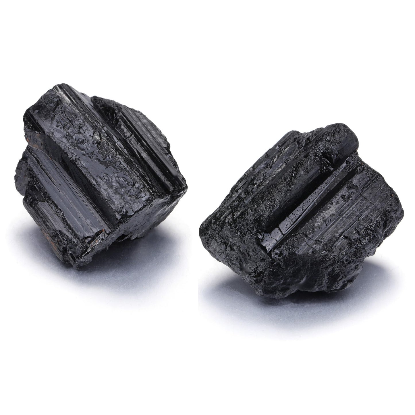 Jovivi 2pcs Raw Black Tourmaline Crystals,Large 1.6-2.2" Healing Crystals Natural Rough Stones Crystal for Tumbling, Cabbing, Home Decoration, Polishing, Wicca & Reiki