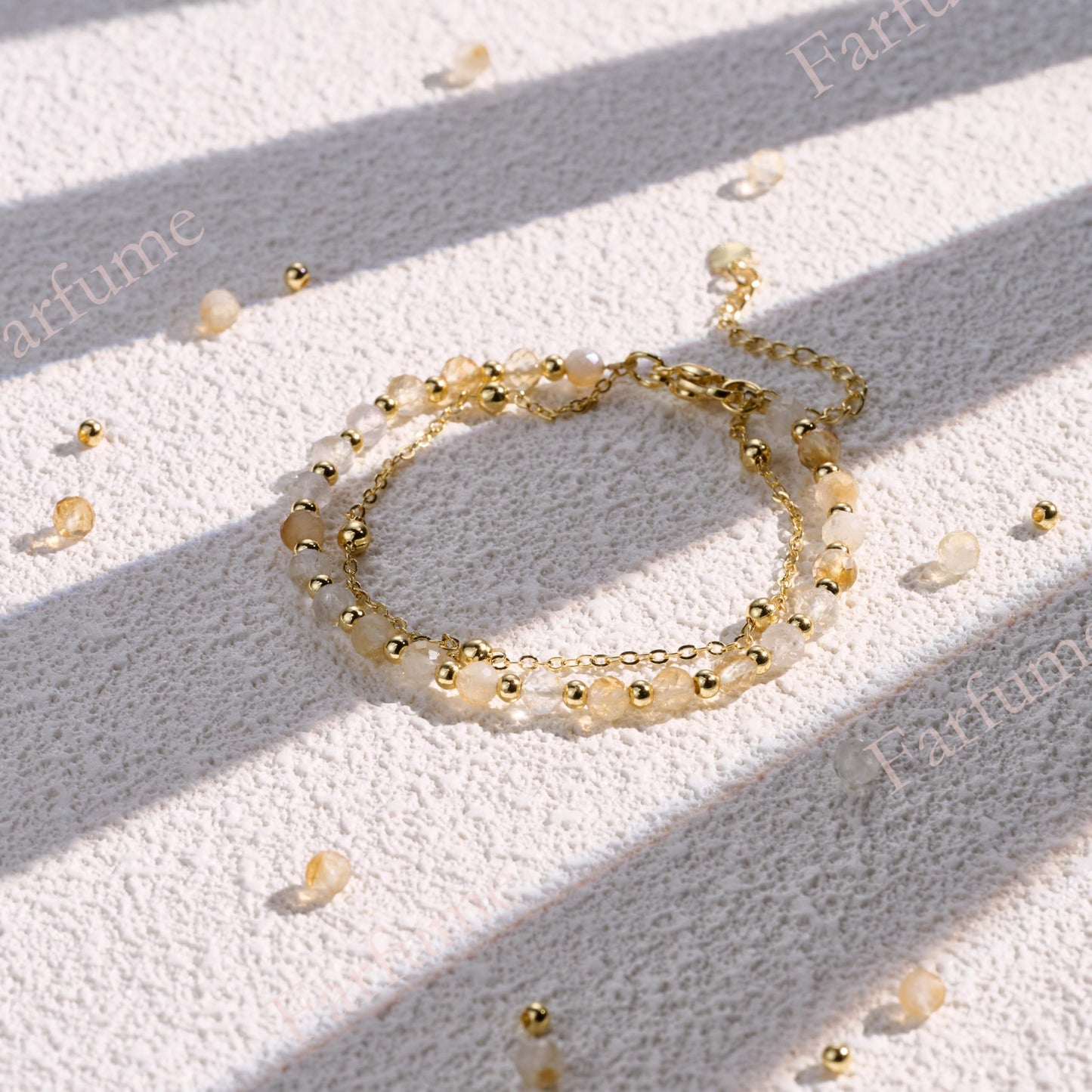 Farfume Citrine Crystal Bracelet Beaded Bracelets for Women 4mm Natural Stone Beads Gemstone Handmade Jewelry Valentine's Day Gifts