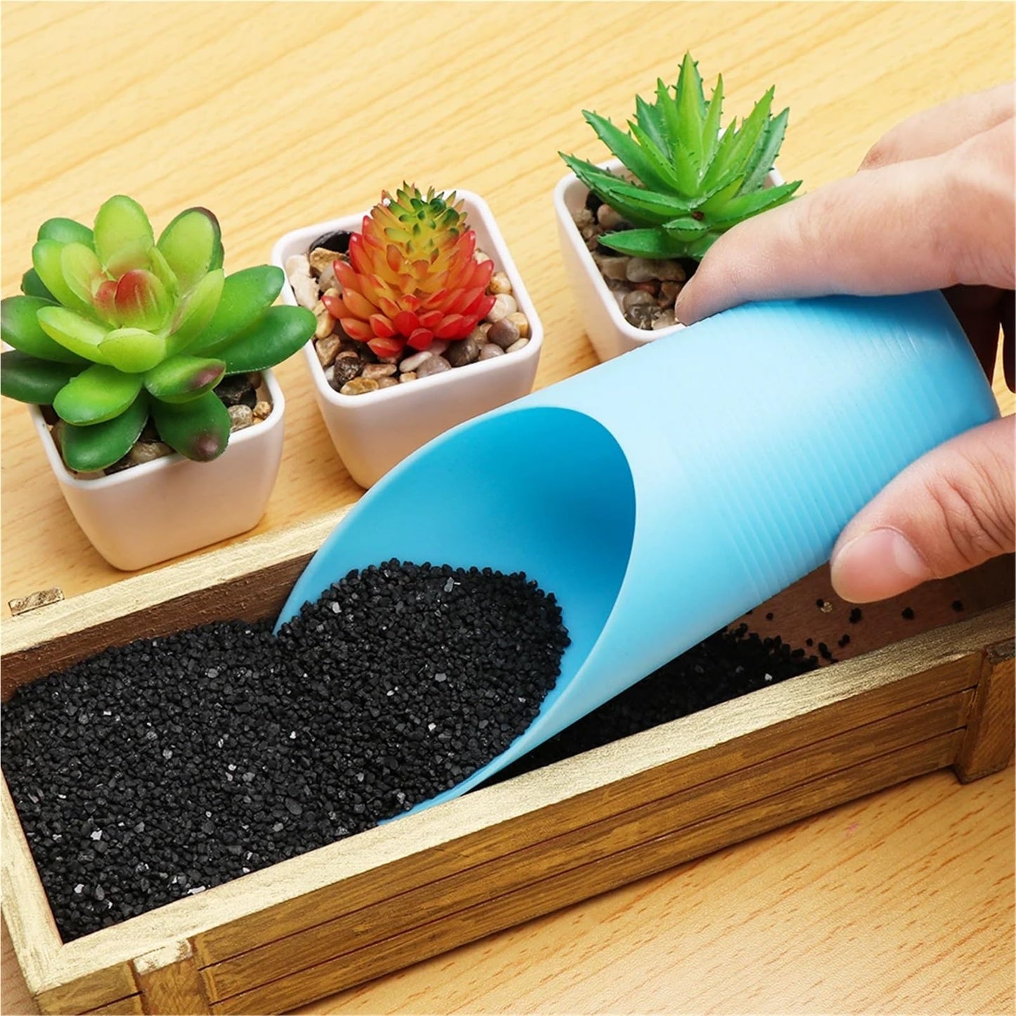 Bonsai Soil Scoop 6PC Plastic Soil Shovel Cup for Garden Spade Cultivation Bucket Potted Bonsai Fleshy Plant Mini Home Gardening Tools(Blue)