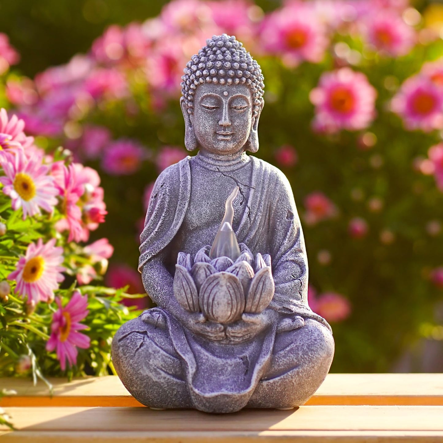 Philodwell Meditation Buddha Garden Statues: Outdoor Sculpture with Tea Lights Decor for Patio Lawn Yard Art - Gifts for Mom Grandma