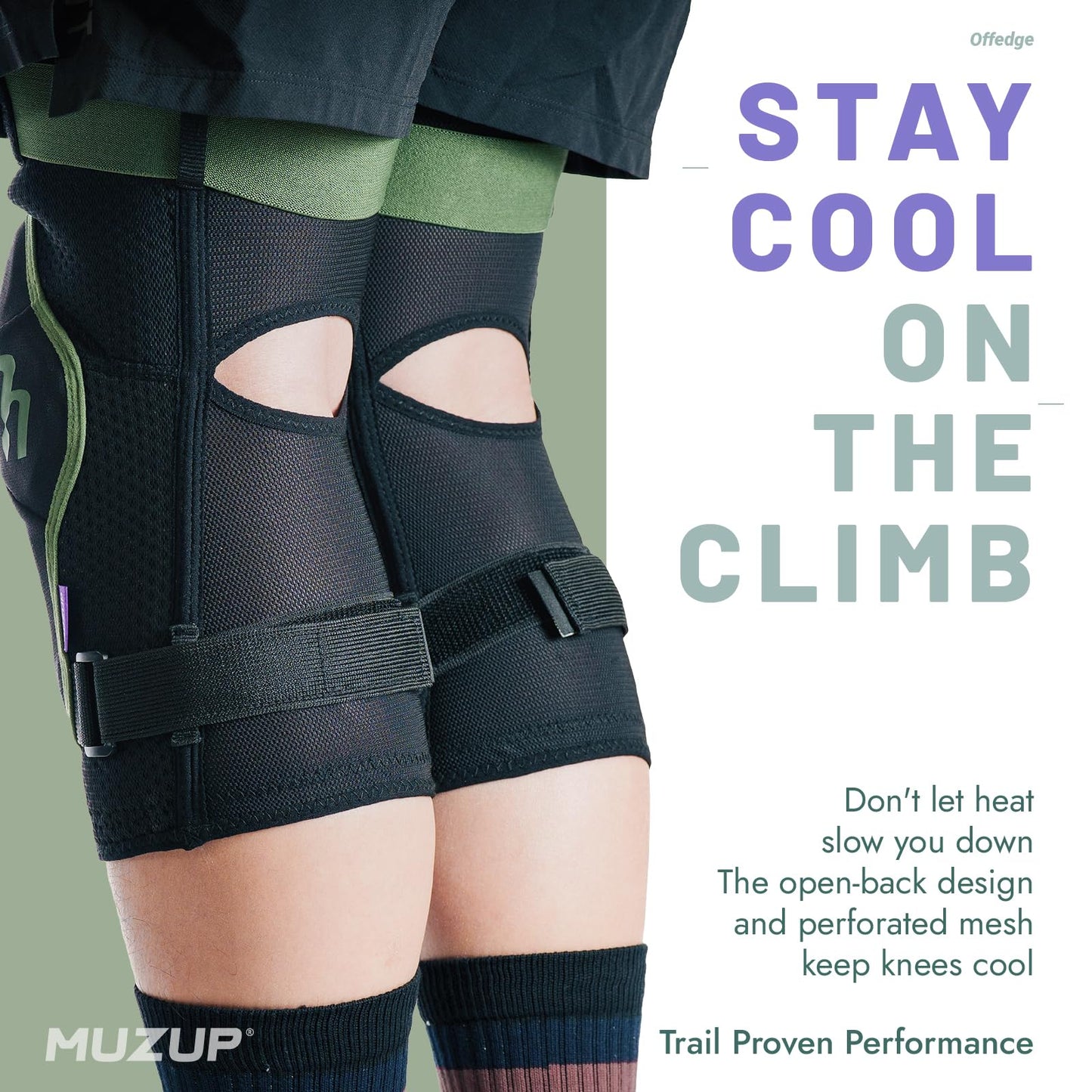 MUZUP MTB Knee Guard, Sufficient Protection Kneepad No-Slipping Mountain Bike Knee pad for Men and Women Removable Padding Non-Bulky Knee Brace for MTB Snowboard Mountain Bike Gardening Work (Medium)