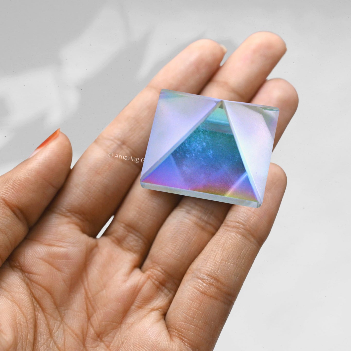 Amazing Gemstone Angel Aura Quartz Pyramid Crystal Healing Stones - 1" Great Pyramid Figurine of Natural Stone Pyramid for Meditation, Reiki, Chakra Balancing and Crystal Pyramids Grid