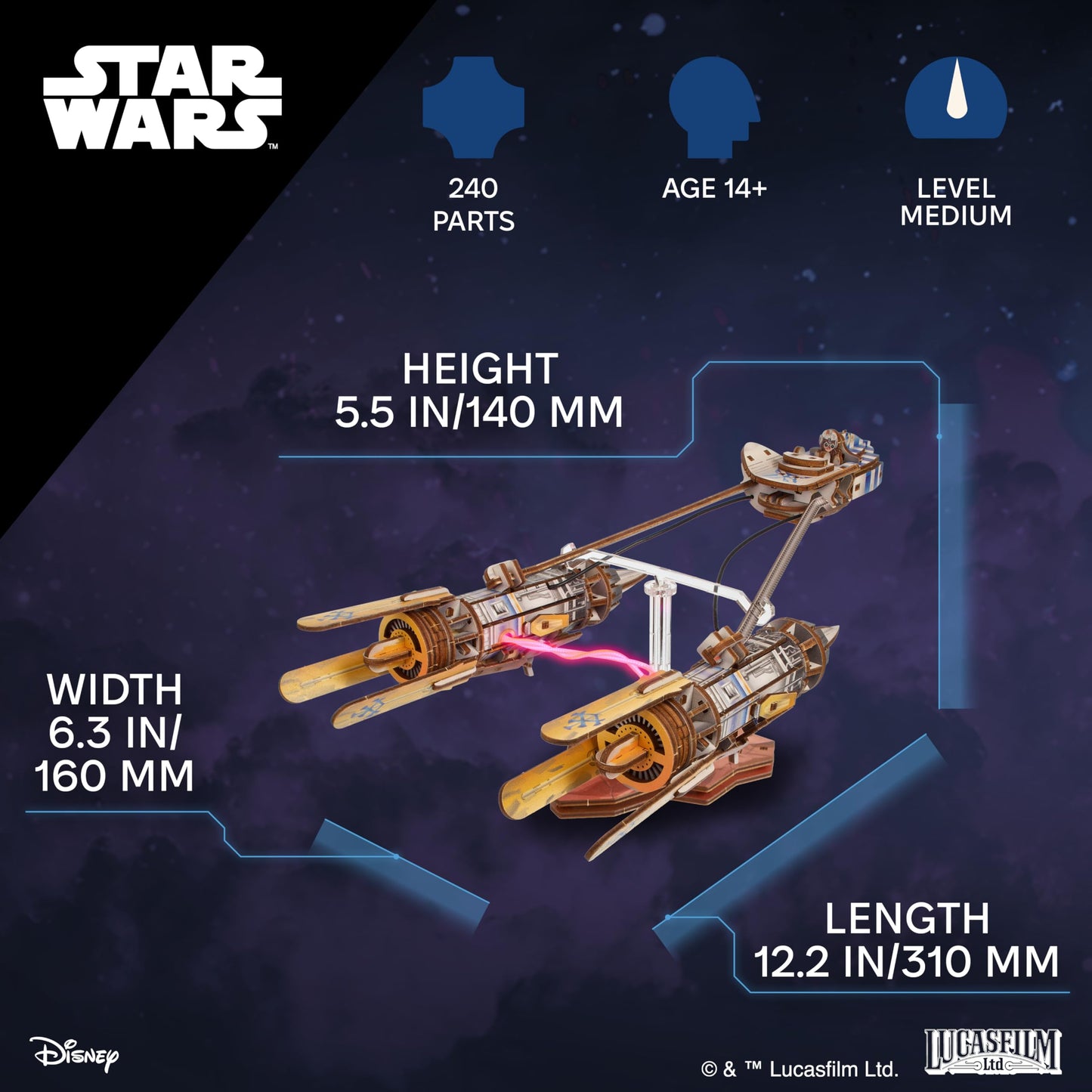 UGEARS Star Wars ™ Anakin Skywalker's Podracer ™ Wooden 3D Puzzles for Adults - 3D Puzzle, Wooden Model Kits for Adults, Hobby Model Kit, Wood Puzzles Adult, Brain Teaser Adult Model Building Kits