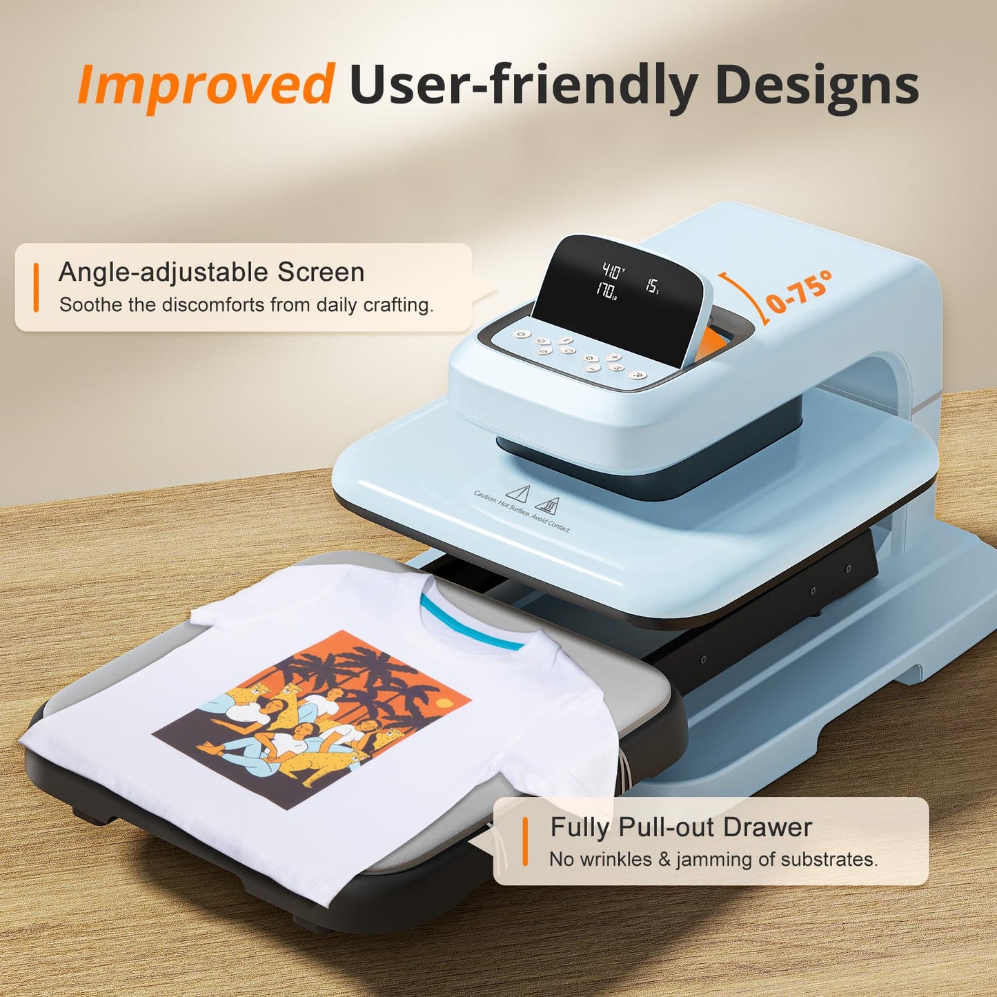 HTVRONT Automatic Heat Press Machine for T Shirts - Heat Press 15x15 with Adjustable Pressure & 52 Pcs Heat Press Accessories for Press Heat Machine