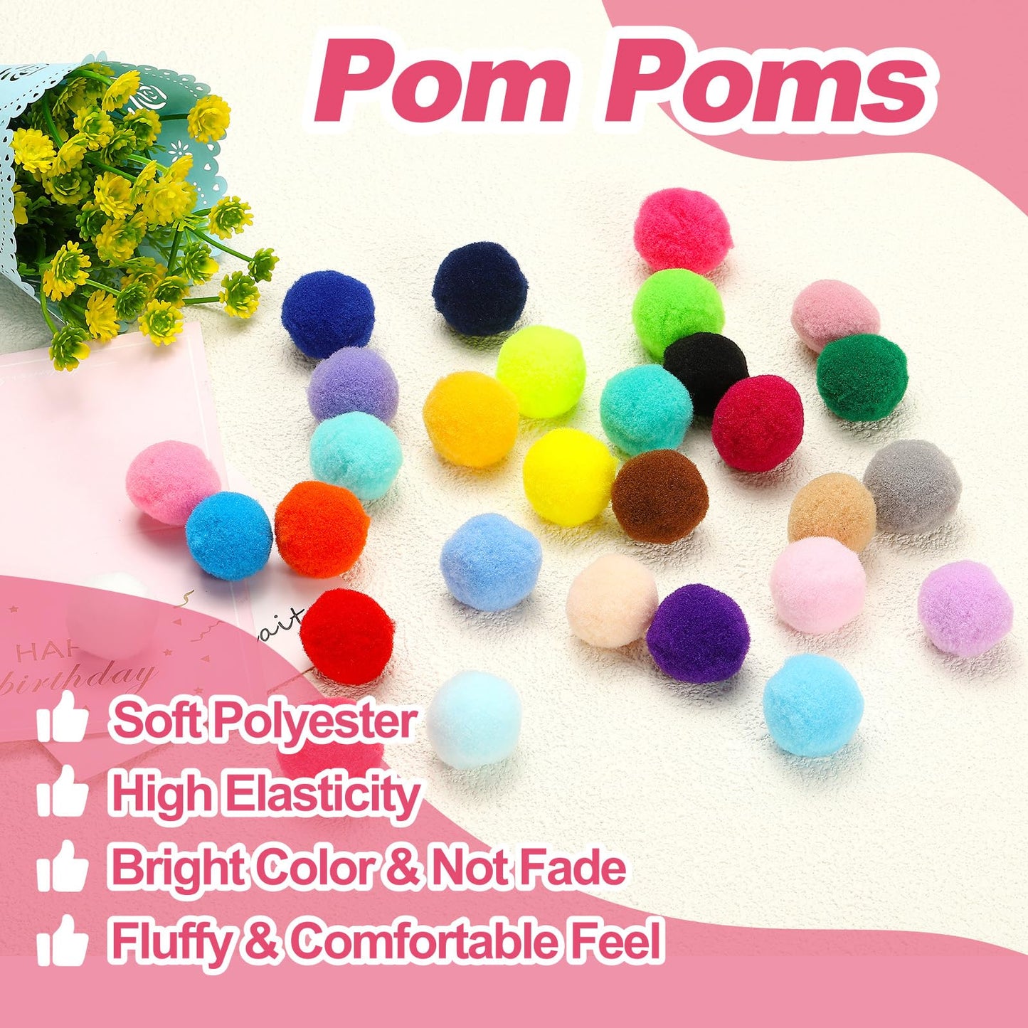PATIKIL Pom Poms 1 Inch/2.5cm, 150 Pieces Small Pom Pom Balls Fuzzy Craft Pompoms for Crafts Arts DIY Decorations Crafting Supplies, Black