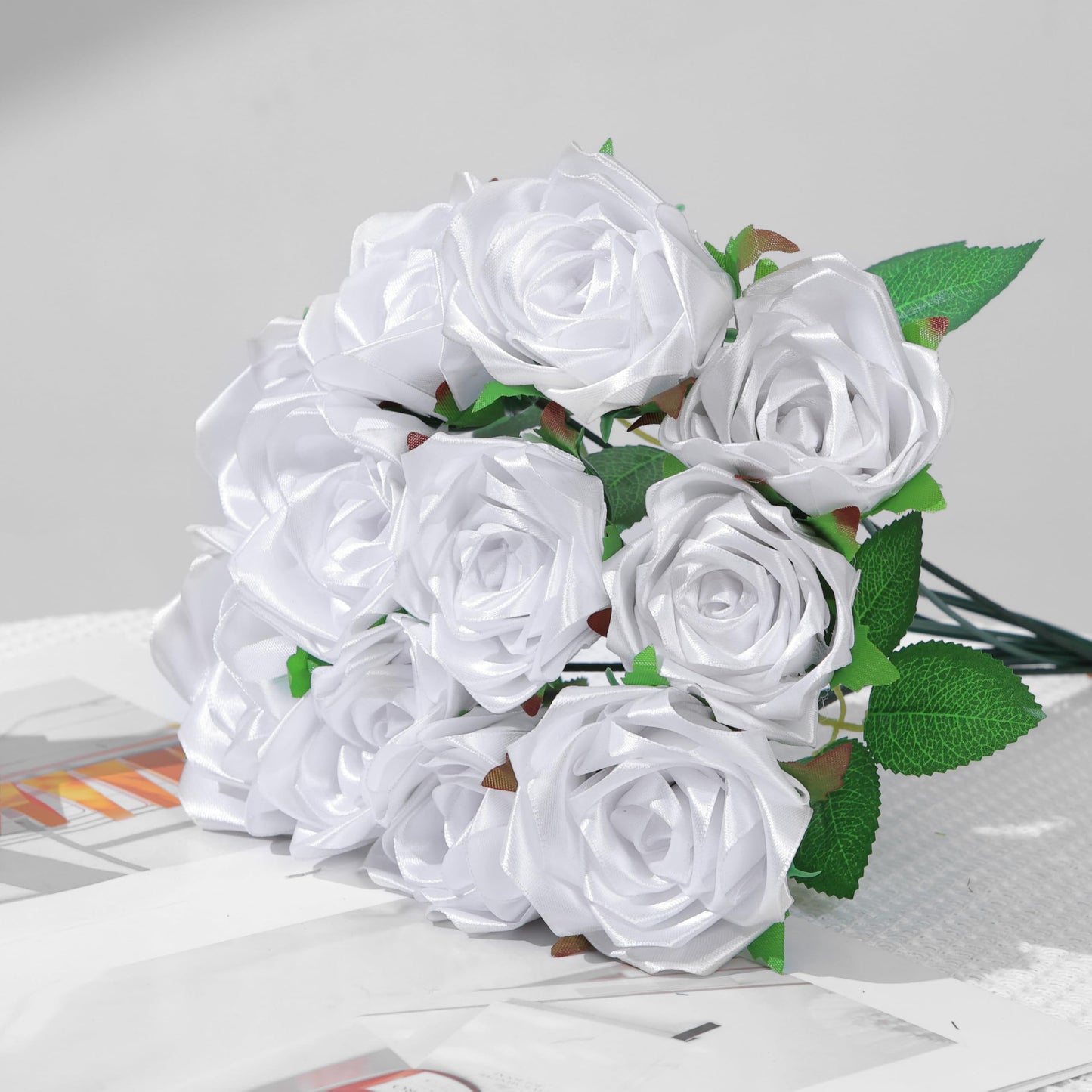 LatinaFlorista 300Pcs Premade Satin Ribbon Rose Petals Half-Finished for Eternal Rose DIY Ramos Forever Flowers Bouquets Everlasting Floral,for Wedding,Anniversary,Birthday (300 Pcs White)
