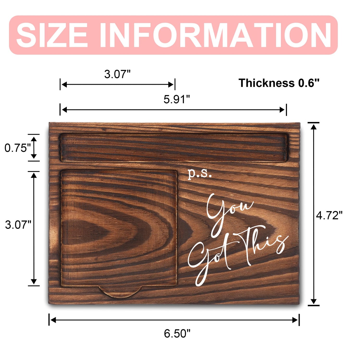 Positive Affirmation Gifts, Job Promotion Gifts, Farewell Gifts, Motivational Gifts, Sticky Note Holder, Post-it Note Dispenser for Desk, Wooden Post-it Note & Pen Holder 6.5" x 4.7" - FTA120