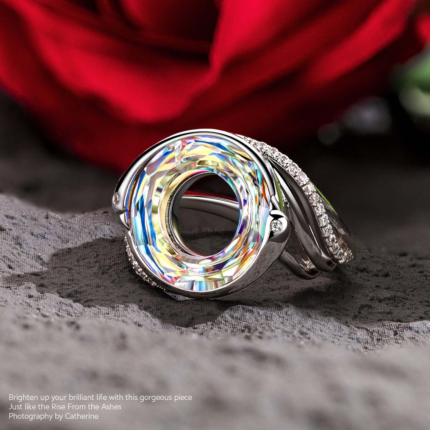 Kate Lynn Phoenix Rings for Women Adjustable Cocktail Ring Crystal Jewelry, Birthday Gifts for Women Christmas Mothers Day Gifts for Mom Wife Grandma Unique Lady Gift