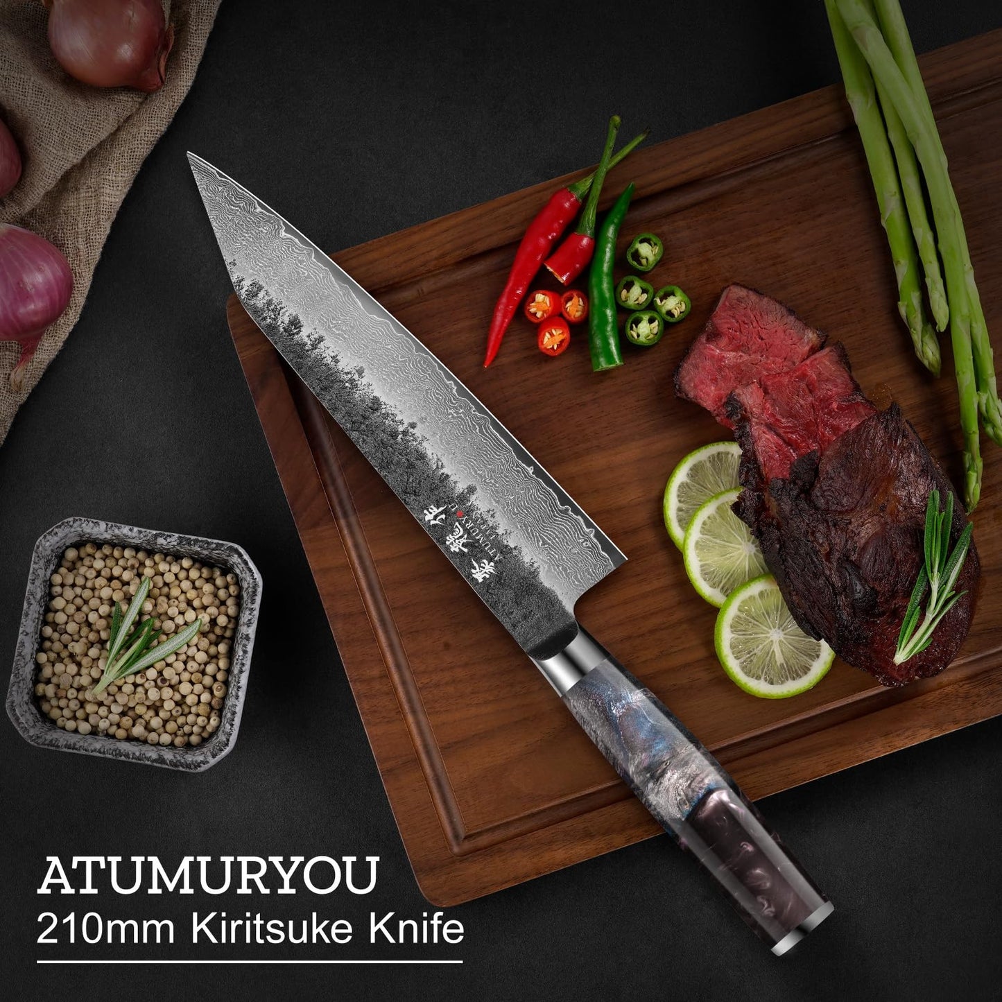 8.27 Inch Japanese Kiritsuke Chef Knife with VG10 Core, Professional 67-Layer Hand-Forged Damascus Knife with Ergonomic Handle, Leather Sheath and Elegant Gift Box – Perfect Gifts for Women Men