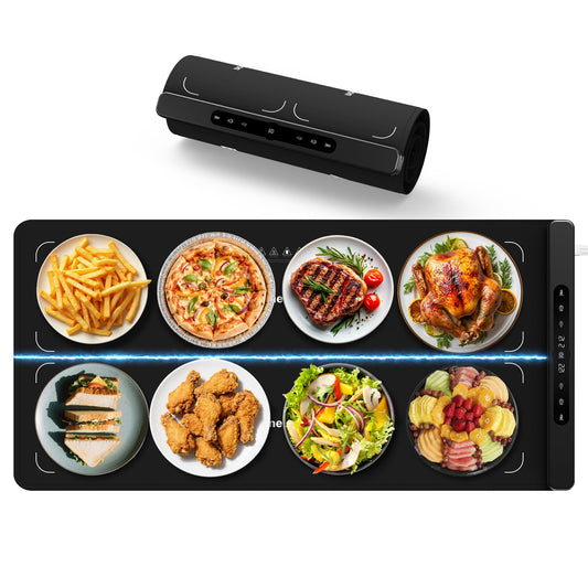Newise Graphene Warming Mat for Food, Dual-Zone Heating XXL 36”x17”, Food Warmer for Parties Buffets with 6 Temperature & Timer, Child Lock, Daily Use, Gift for Family, Mom, Black