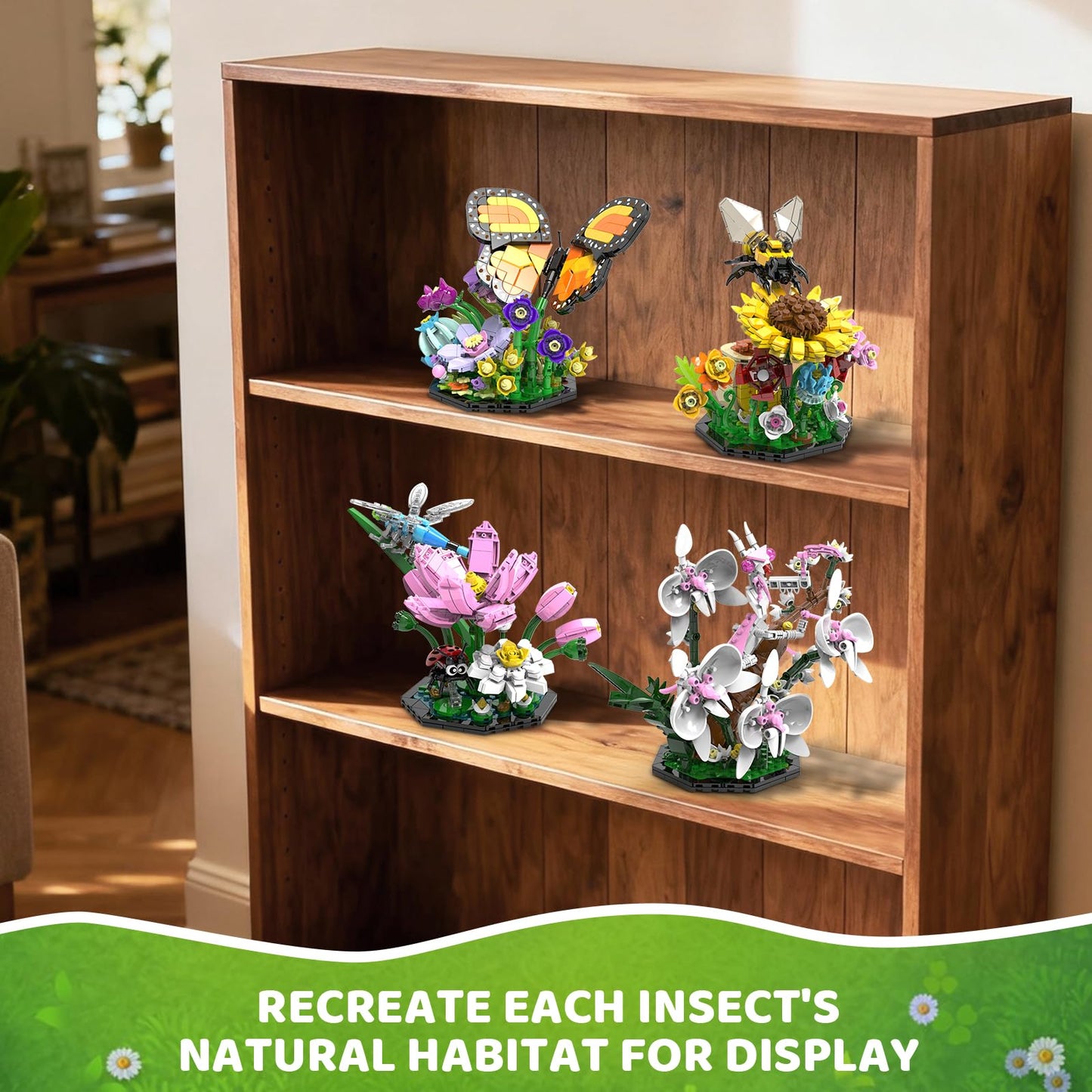 Ideas Insect Collection Building Set, 2059 PCS - Butterfly Orchid Mantis Bee Dragonfly Display Model for Nature Lovers, Compatible with Lego Flowers Animals, STEM Bug Gift Toy for Kids Boys Girls 6+