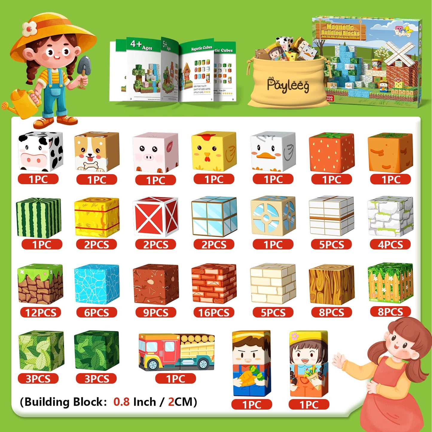 Payleeg Magnetic Blocks Building Toys for Kids Ages 4-8 5-7 8-12 Year Old, Magnetic Cubes Tiles Montessori Sensory Travel Toddler Boys Girls Toys Games Christmas Birthday Gifts
