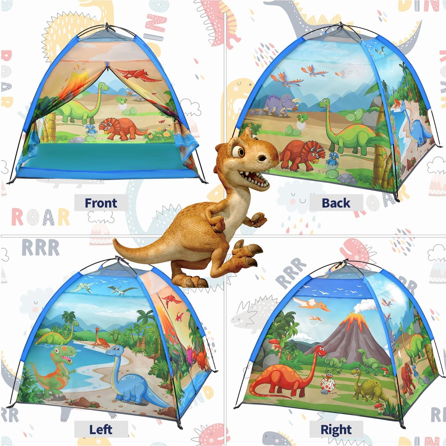 Mnagant Kids Play Tents,the World of Dinosaurs Tents for Kids Indoor/Outdoor fun, Dinosaurs Dome Playhouse for Boys & Girls,Durable and Breathable Premium Material, Perfect Kid’s Gift- 47" x 47" x 43"