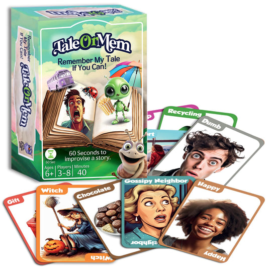 TaleOrMem - Award-Winning Storytelling Cards, Fun Family Card Games, Improv Games for Kids & Adults, with 180 Story Telling Cards & 60 Story Starters. Boosts creativity, a party game for 3-8 Players