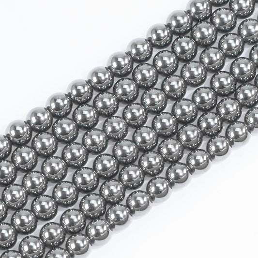 4mm Natural Gemstone Round Black Hematite Beads for Jewelry Making Small Stone Beads for Bracelets Men Chakra Necklace Making Supplies (15"/Strand)