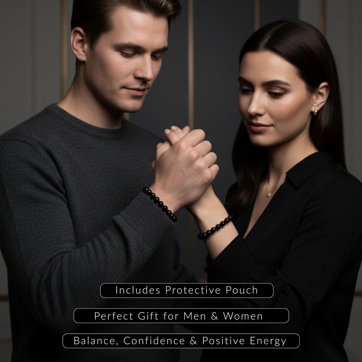 Cherry Tree Collection Black Obsidian Beaded Bracelet – Genuine 8mm Gemstone Stretch Bracelet for Men & Women – Handmade Crystal Bracelet - (Black Obsidian - S)