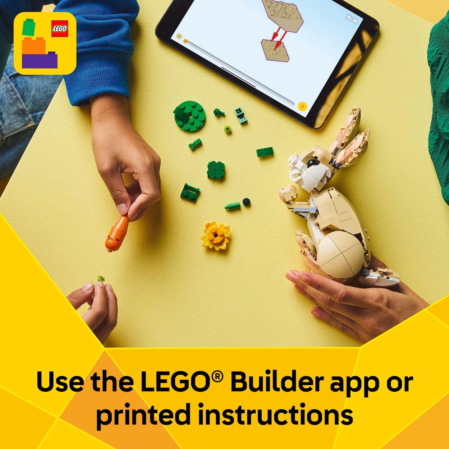 LEGO Creator 3 in 1 Cute Bunny Toy - Building Toy Set with 3 Build Options, Bunny, Seal, or Llama - Animal Figures for Kids, Girls and Boys, Ages 8+ - Gift Idea for Birthdays - 31162