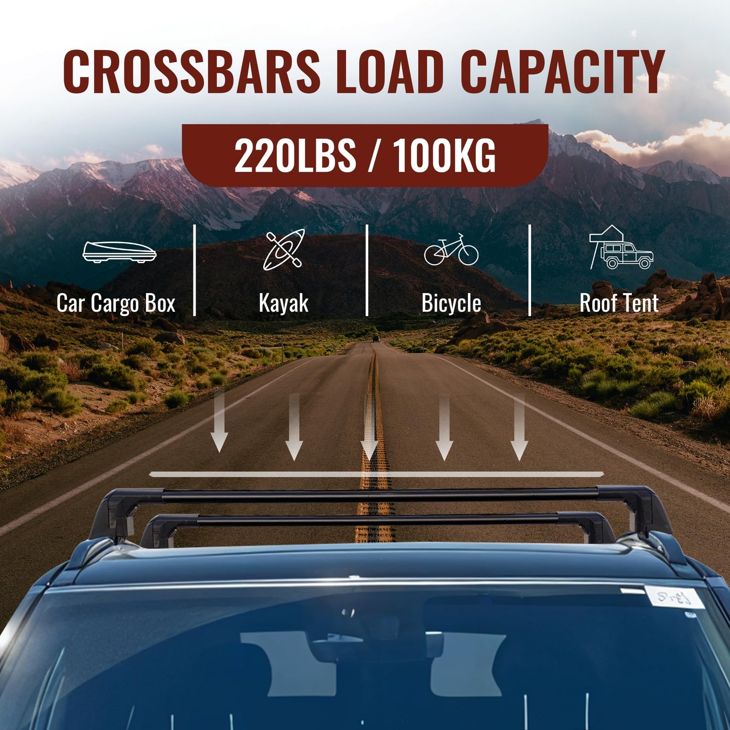 ROKIOTOEX Roof Rack CrossBars -Fit for 2018-2026 Eclipse Cross Bare Roof Fixed Point -Fits Panoramic Sunroof - 220LBs Load Bar - Lock Cap- Easy Install - Wind Noise Reduction Strip - Cheetah Silver
