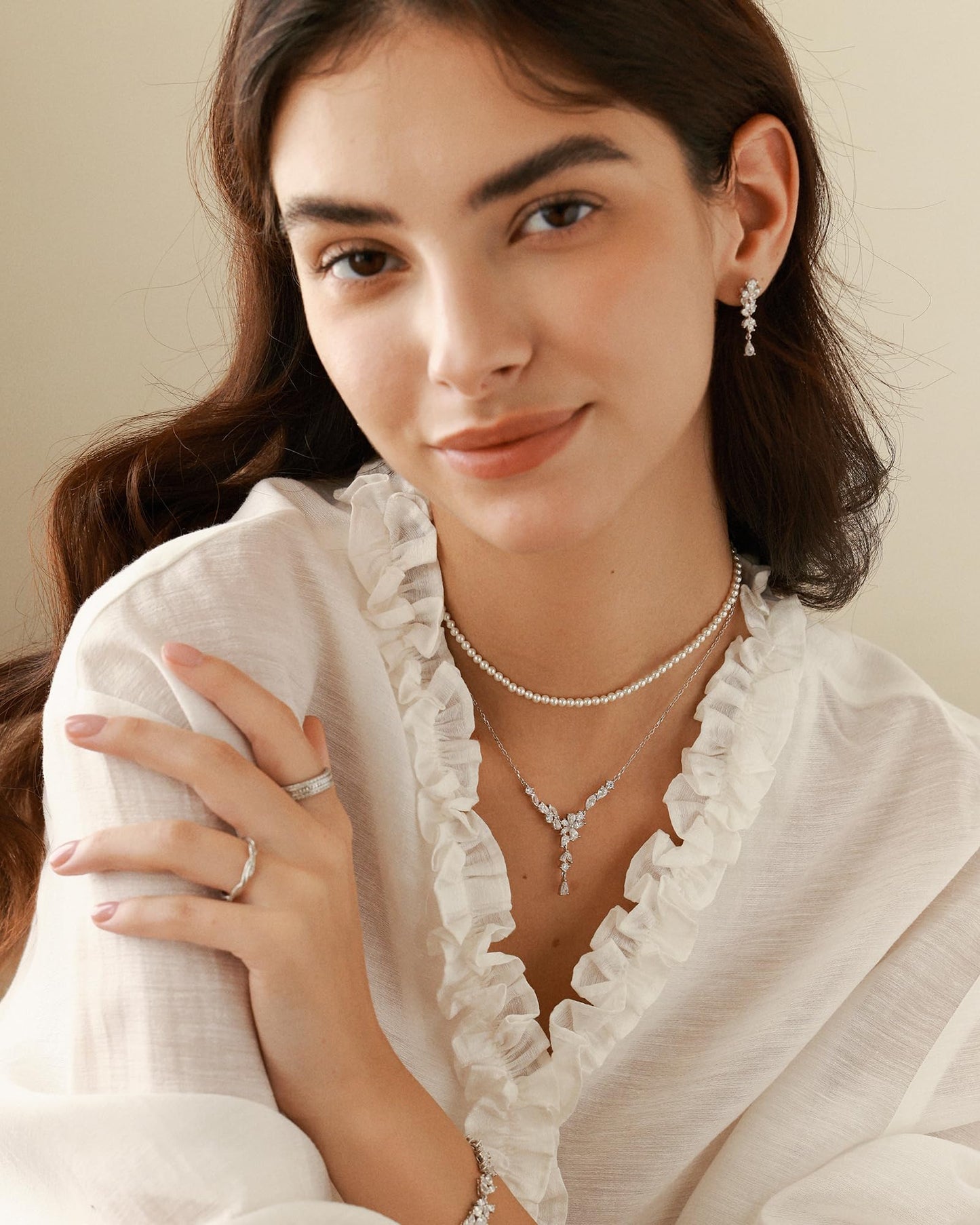 FANCIME Wisteria Bouquet Necklace for Women White Gold Plated Sterling Silver Purple Flower Drop Y Necklace Fine Jewelry Wedding Birthday Anniversary Graduation Mothers Day Gifts for Wife Women Bride Her