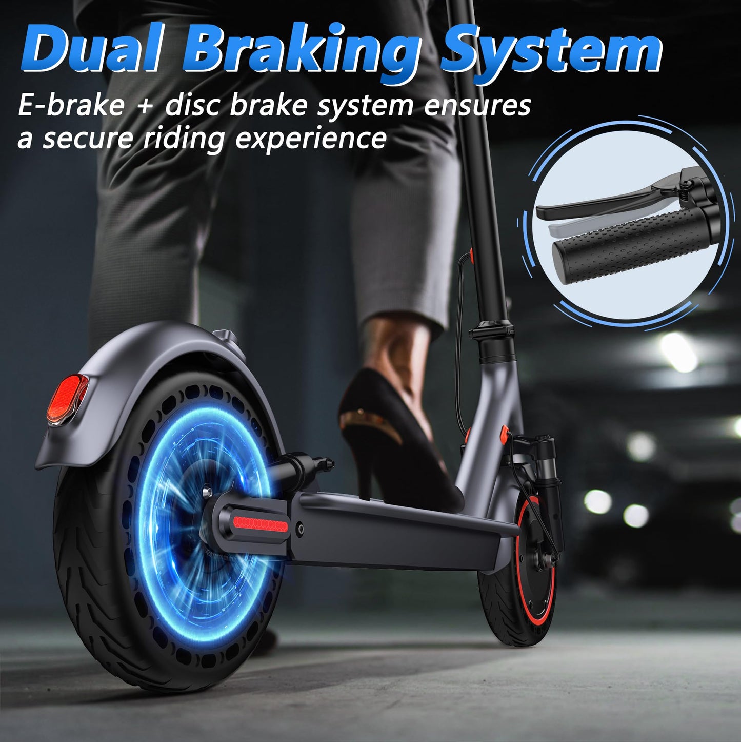 MAXSHOT Electric Scooter Adults, 500W Motor Up to 22 MPH, 22/28 Miles Long Range, 10" Solid Tires with Dual Suspension, Foldable Commuter E-Scooter with Dual Braking, LED Display & APP Control