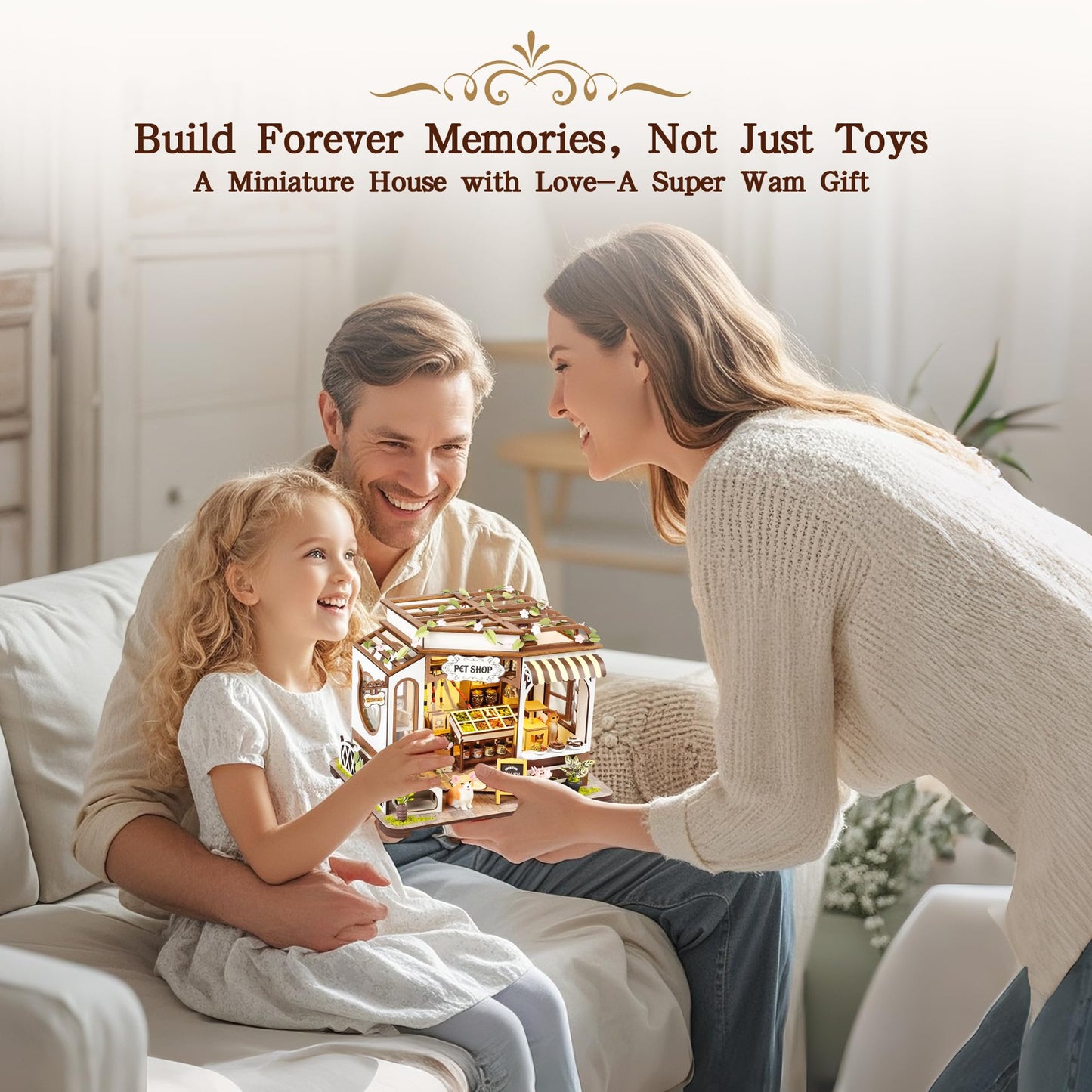 DIY Miniature House Kit- Miniature House Kit Adults Pet Shop Tiny House Kit Tiny Home Kit Birthday Gifts 3D Wooden Puzzle Home Decoration, Book Nook Kit for Adults Dollhouse Booknook