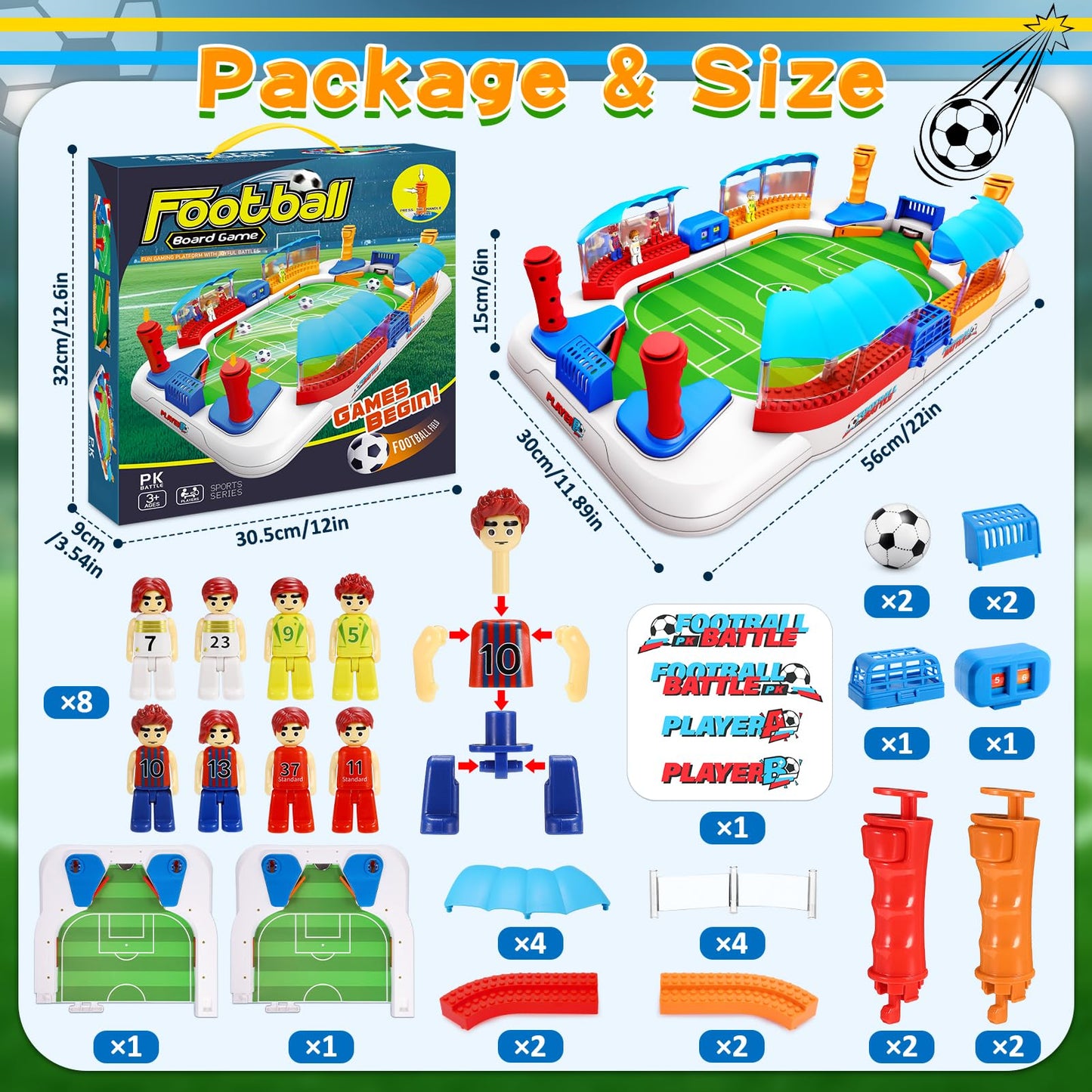 Mini Foosball Table Game Soccer Toys for Kids Ages 3 4 5 6 7 8-12 – Portable Soccer Board Game, Interactive Tabletop Sports Toy, for Boys Girls for Indoor Family Party, Playroom