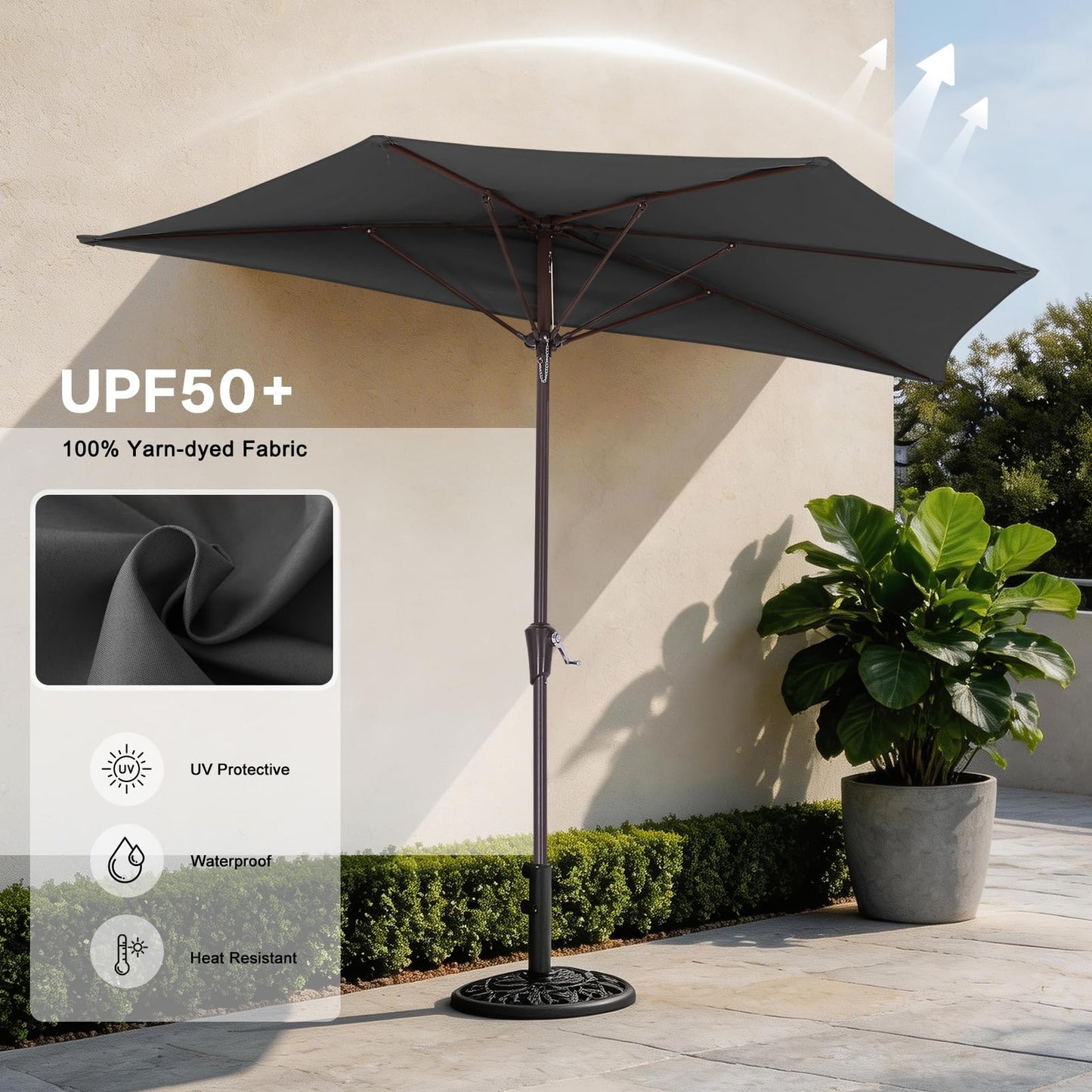 ABCCANOPY Patio Umbrella 9FT - Outdoor Half Umbrellas for Patio, Backyard, Garden, Deck (Dark Gray)