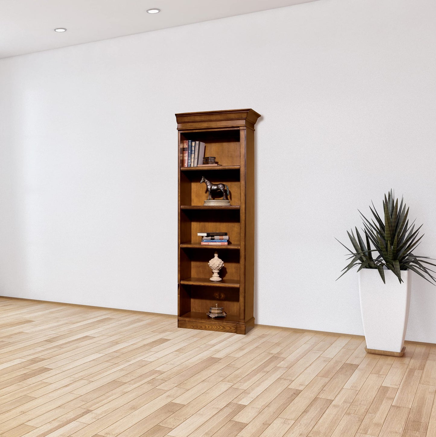Hekman Furniture Urban Ash Burl Executive Left Bookcase – Premium Finish, Tall Wooden Bookshelf with Adjustable Shelves, Narrow Display Case, Ideal Office Furniture & Home Library Organizer