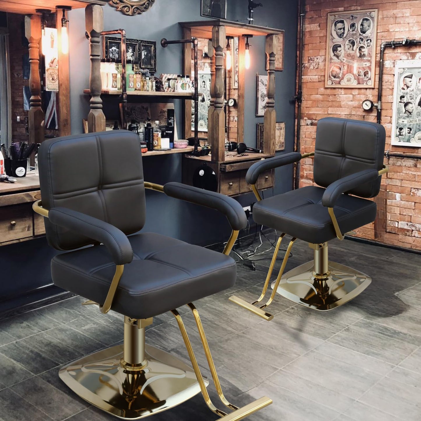 WINEDYOUNG Stylist Chairs for Salon, 360 Degree Rotating Barber Chair Hydraulic Pump Salon Chair, Spa Beauty Equipment for Hair Stylists, Tattoo Artists, Cosmetologists (Gold)