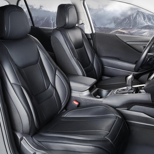 Coverland Custom Car Seat Covers Front Seats for [2013-2017 Honda Accord] - Protector Car Seat Cover Water Resistant Leather Memory Form Back Support Seat Cushion [Front-Black]