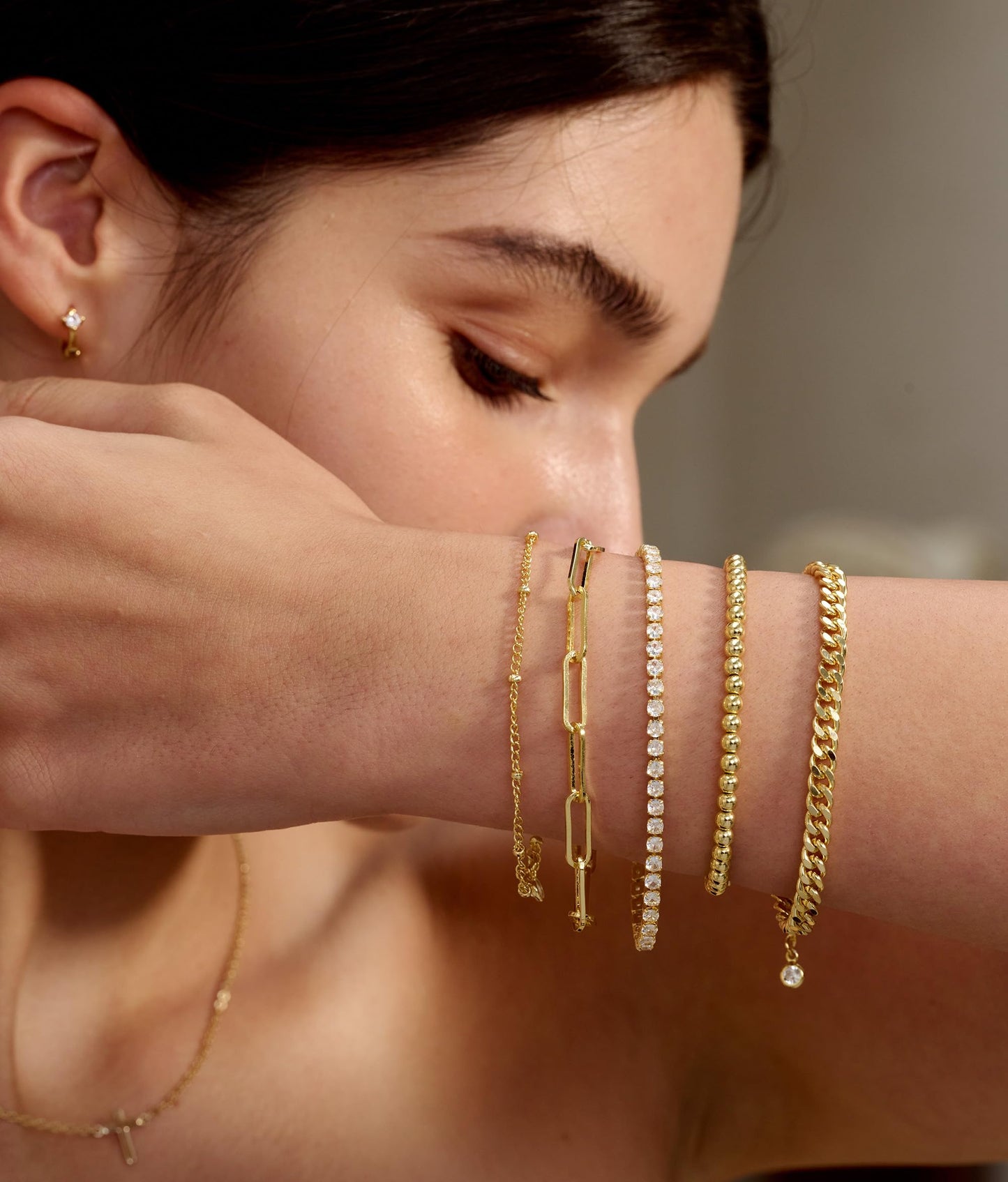 DEARMAY 14K Gold Plated Bracelets for Women Jewelry Sets for Women Trendy Dainty Stackable Paperclip Rope Snake Box Figaro Chain Bracelets Pack Costume Fashion