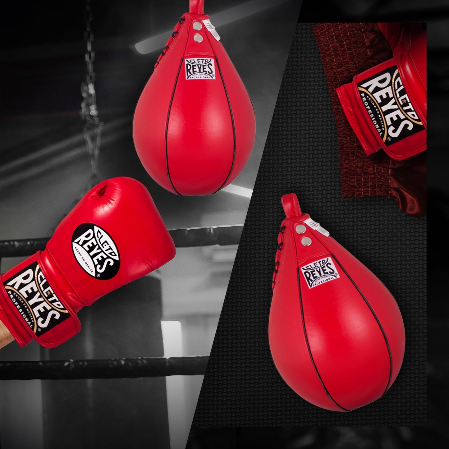 CLETO REYES Platform Leather Punching Speed Bag for Boxing, MMA, Muay Thai, Training Equipment, Classic Red, Small