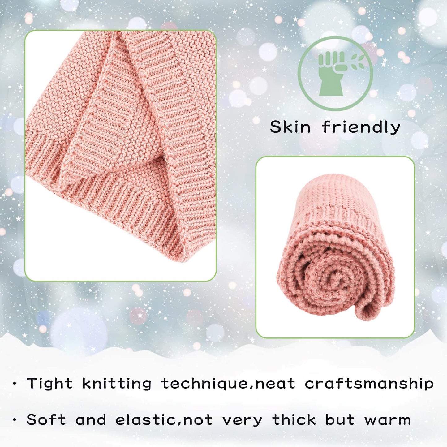 Peecabe Baby Boys Knitted Scarves Warm Toddler Girl Infinity Scarf Kids Soft Chunky Neck Warmer for Fall Winter (White+Pink+Beige)
