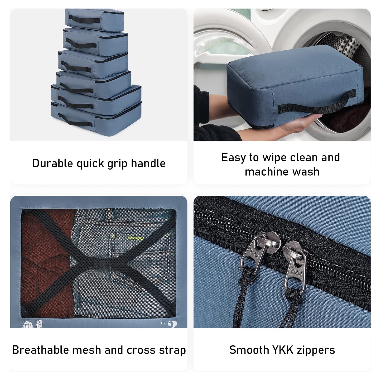 ECOHUB Hardside Expandable Carry On Luggage 2 Set and Packing Cubes 7 Set Tear-Resistant Packing Cubes, Blue