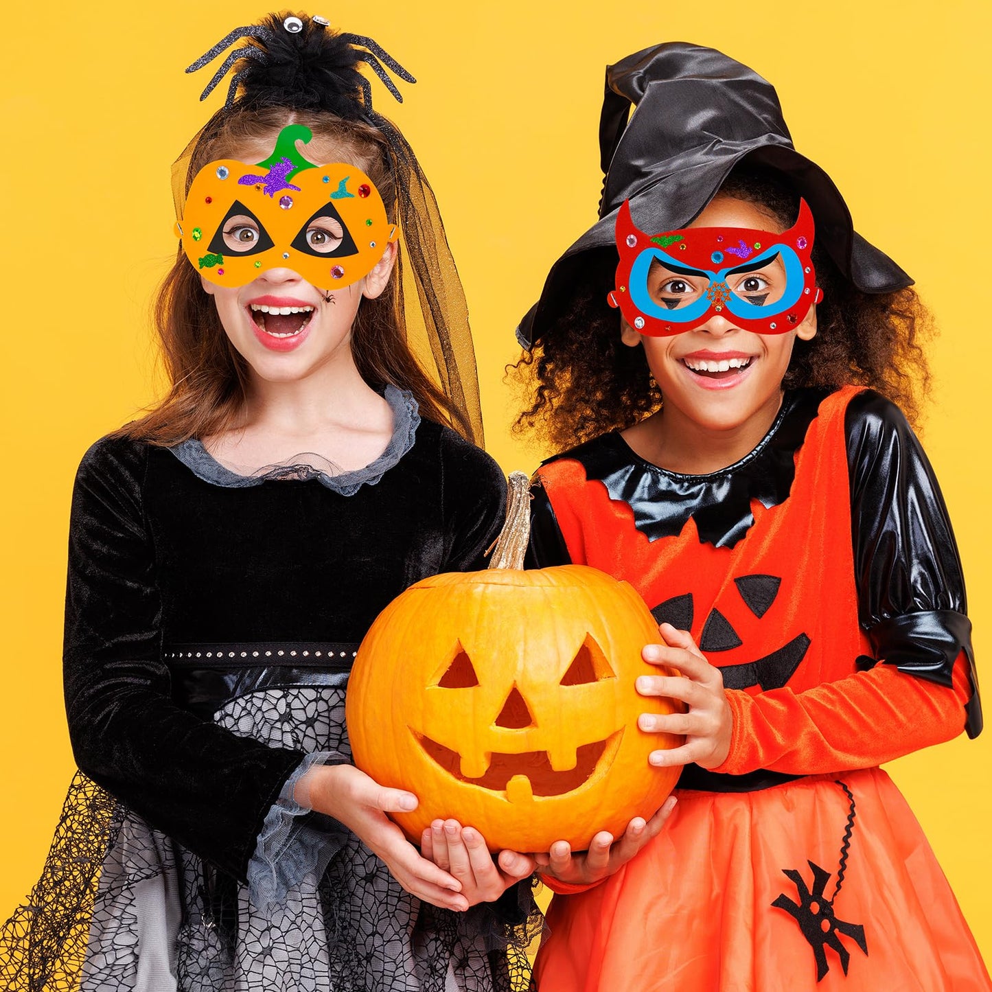 Winlyn 24 Sets Halloween Masks Craft Kits Halloween Face Masks DIY Foam Halloween Party Mask Art Sets Ghost Monster Mummy Face Stickers for Kids Classroom Activities Party Favors Treats
