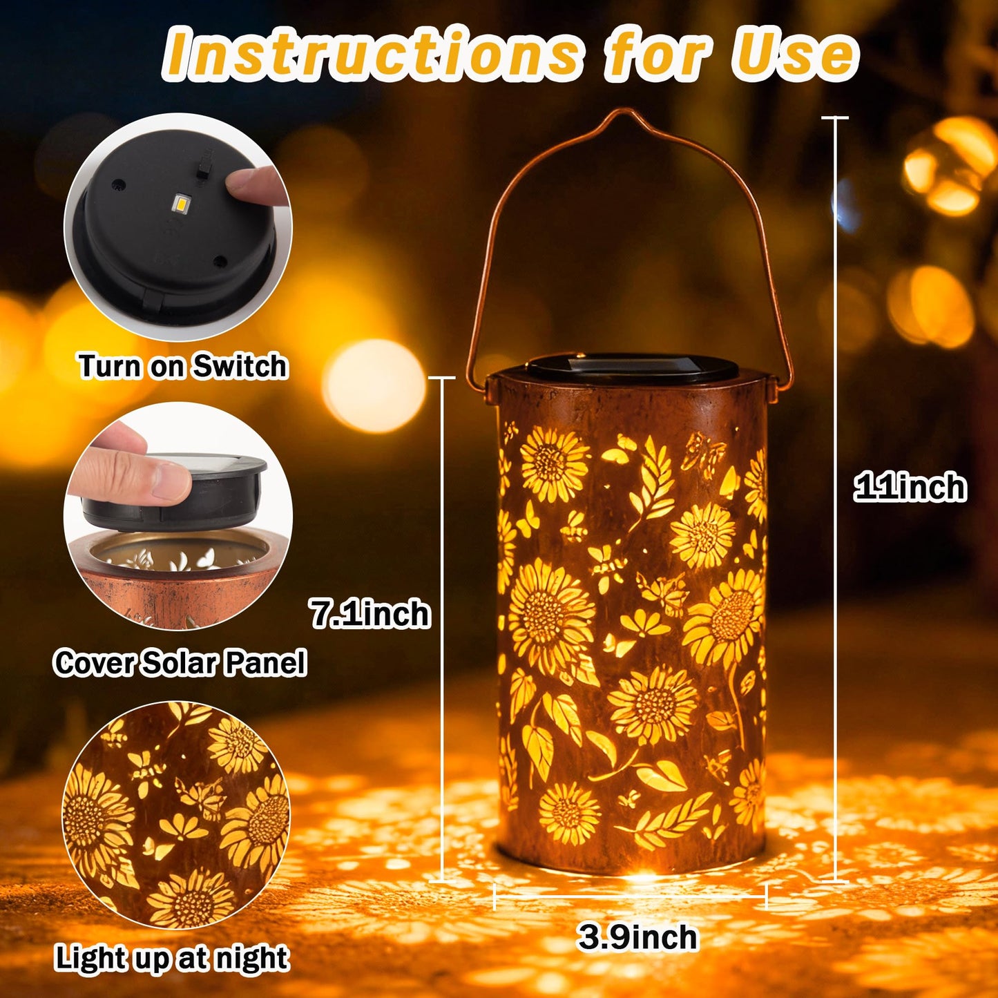 ANYTALK Mothers Day Gifts, Birthday Gifts for Women Mom Grandma, Sunflower Solar Lanterns Outdoor Waterproof, Hanging Solar Lights for Yard, Patio, Porch, Garden Decor