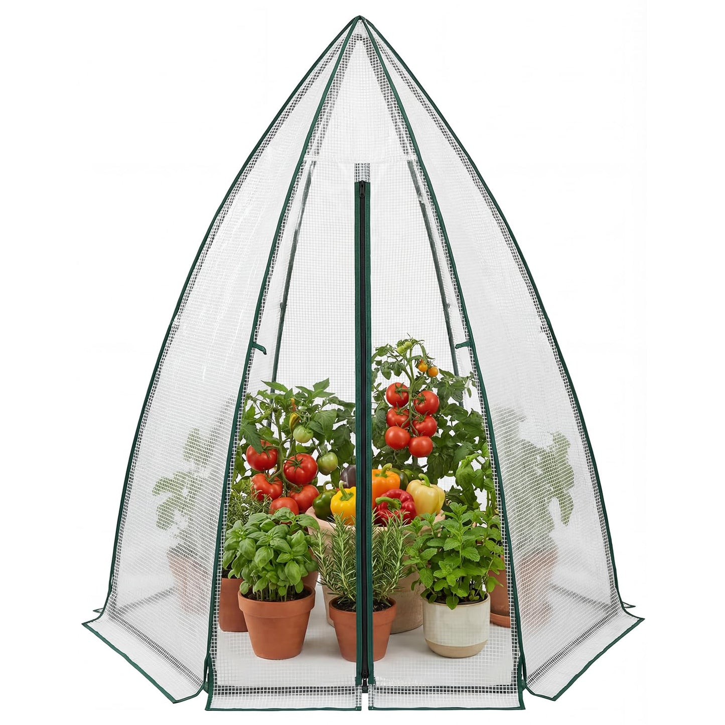 Garvee Mini Greenhouse, 54"x54"x71" Small Greenhouse for Outdoors, PE Cover with Roll-Up Zipper Door and Mesh Window, Portable Garden Greenhouse for Vegetables Flowers Herbs
