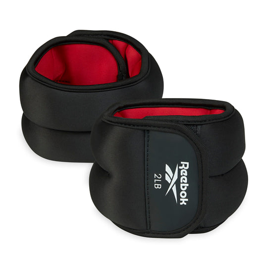 Reebok Wrist and Ankle Weights, 2 x 2 lb Wearable Weights for Intensifying Workout, Durable Polyester & Spandex Ankle & Wrist Weights, Home Workout Essentials & Gym Accessories for Women & Men