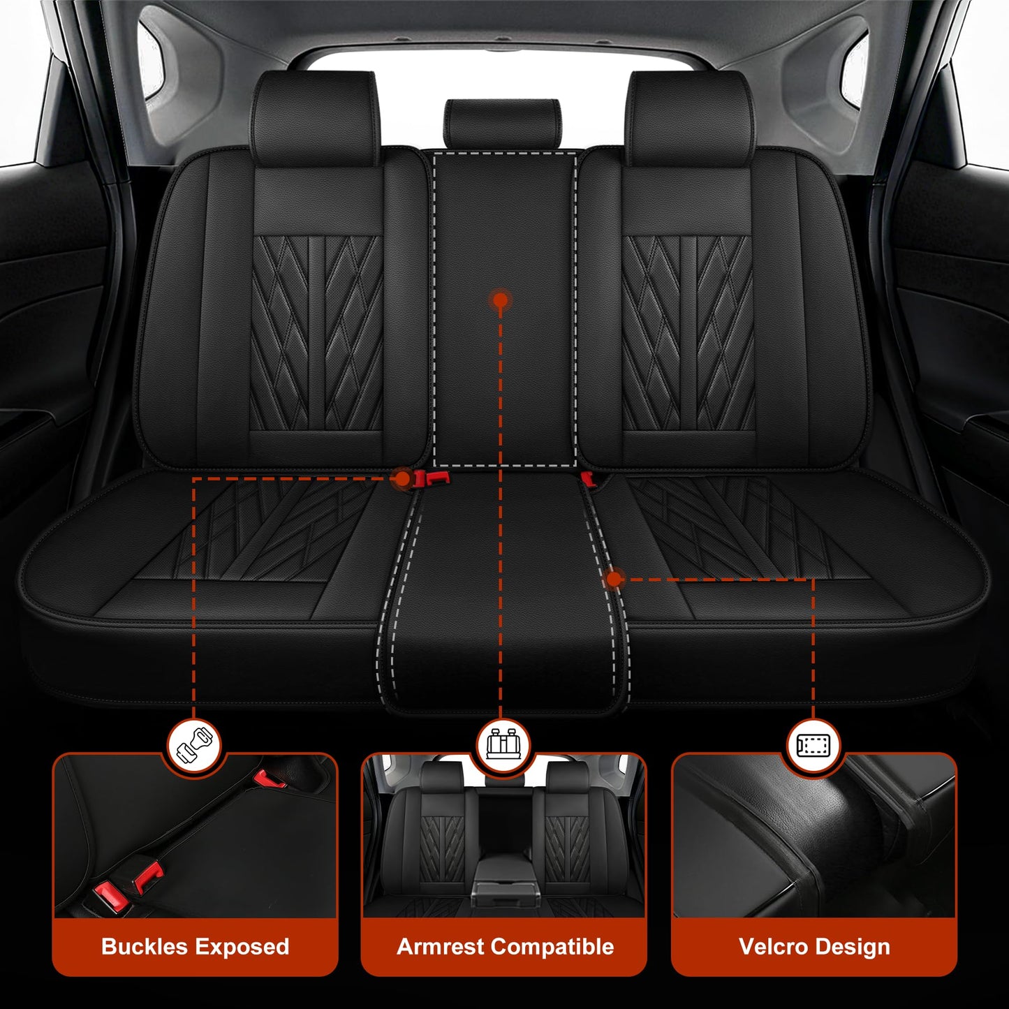 TTX LIGHTING Seat Covers Fit for Subaru Outback 2007-2026 Seat Covers Full Set Car Seat Covers Faux Leather Breathable Waterproof Car Seat Protector (5 Seats, Black)
