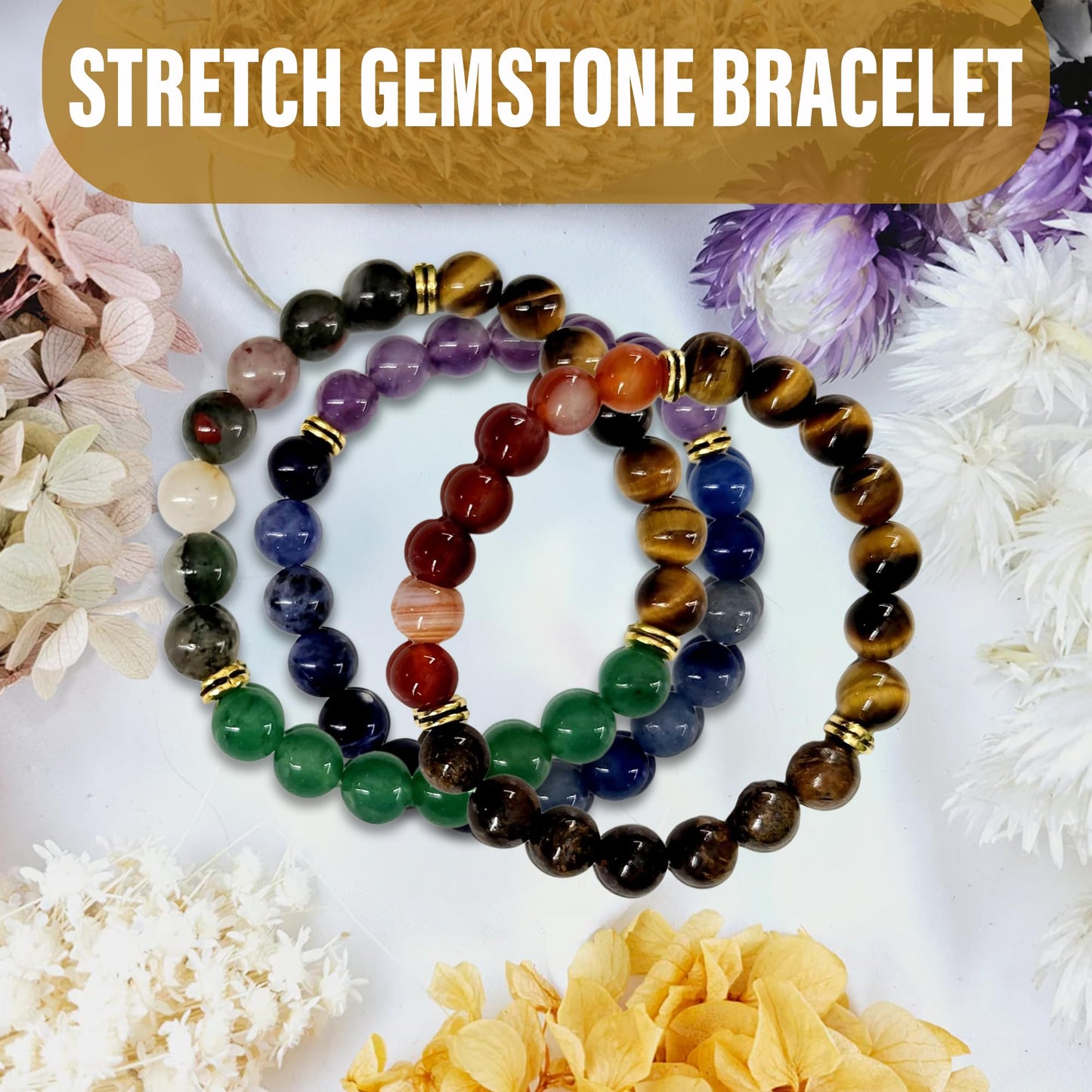 Smart Intentions Anxiety Relief Bracelet for Women - Unique Healing Stones Bracelet for Stress Relief & Meditation, Stretchable Beaded Bands with Natural Healing Energy, 14 Different Crystal Bracelets to Choose From (Menopause- Hematite, Rhodonite, Howlit