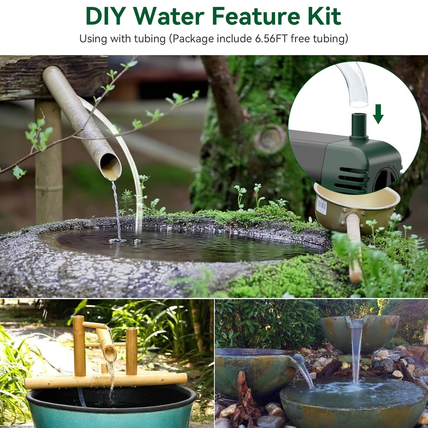 POPOSOAP Solar Water Pump Fountain,20W Solar Fountain Pump 320GPH Solar Powered Water Pump with Adjustable Flow, PVC Tubing and 16.4ft Cord Length for Ponds, Garden, Waterfall, Fish Pond