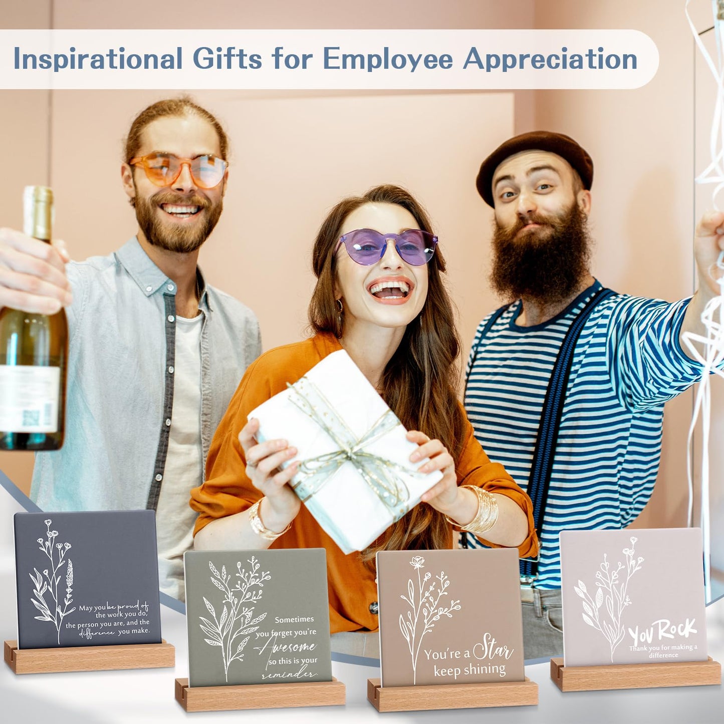 Roowest 10 Set Graduation Decorations Graduation Gifts Bulk Inspirational Desk Decor Motivational Quote Sign Table Plaques with Wooden Stand for Coworkers Teachers Thank You Favors Office Supplies