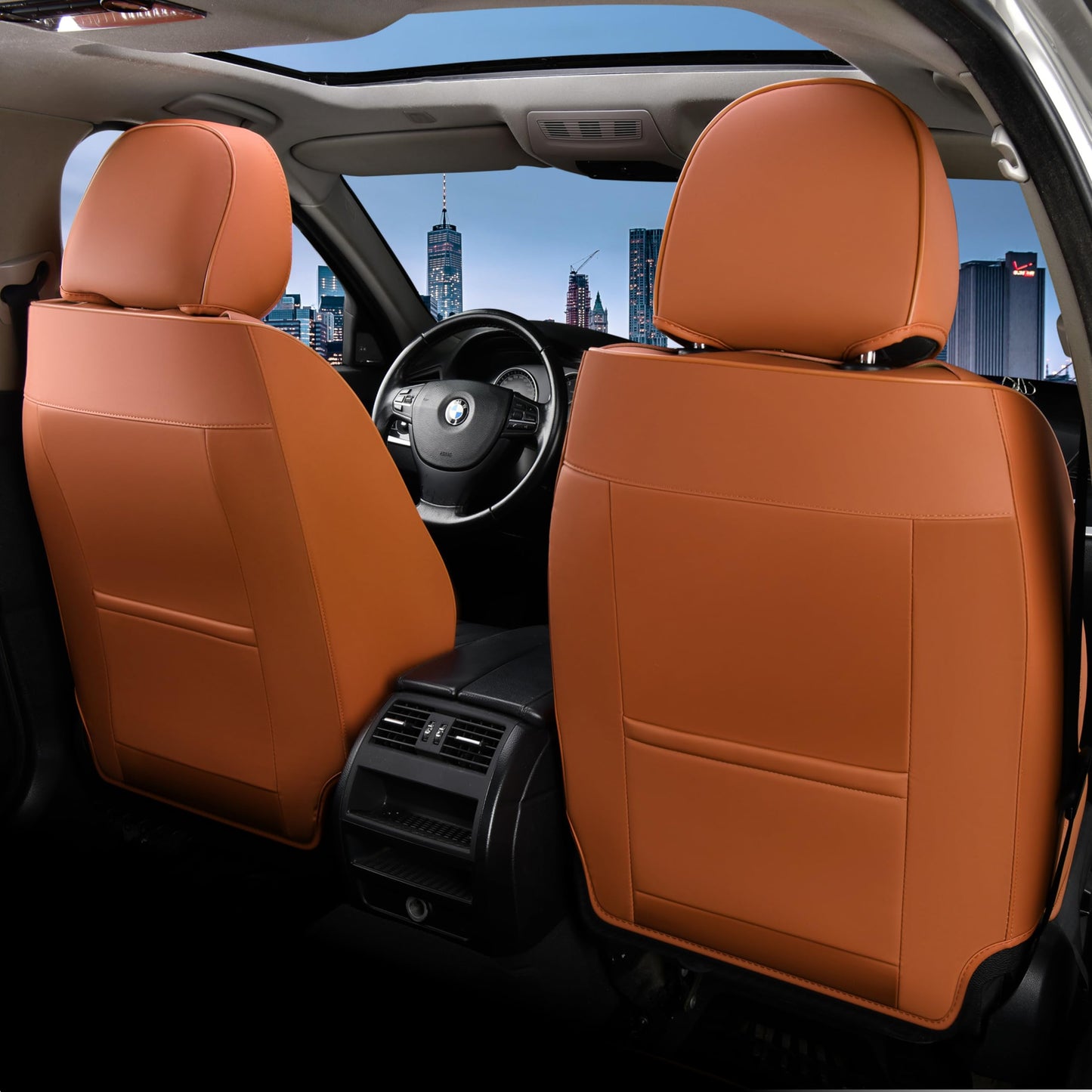 FLORICH Seat Cover for Cars, Front&Rear Seat Covers, Waterproof Automotive Car Seat Covers, Brown Car Seat Cushion Accessories for Most Car Interior Covers Sedan Truck SUV(Brown&Black, Full Set)